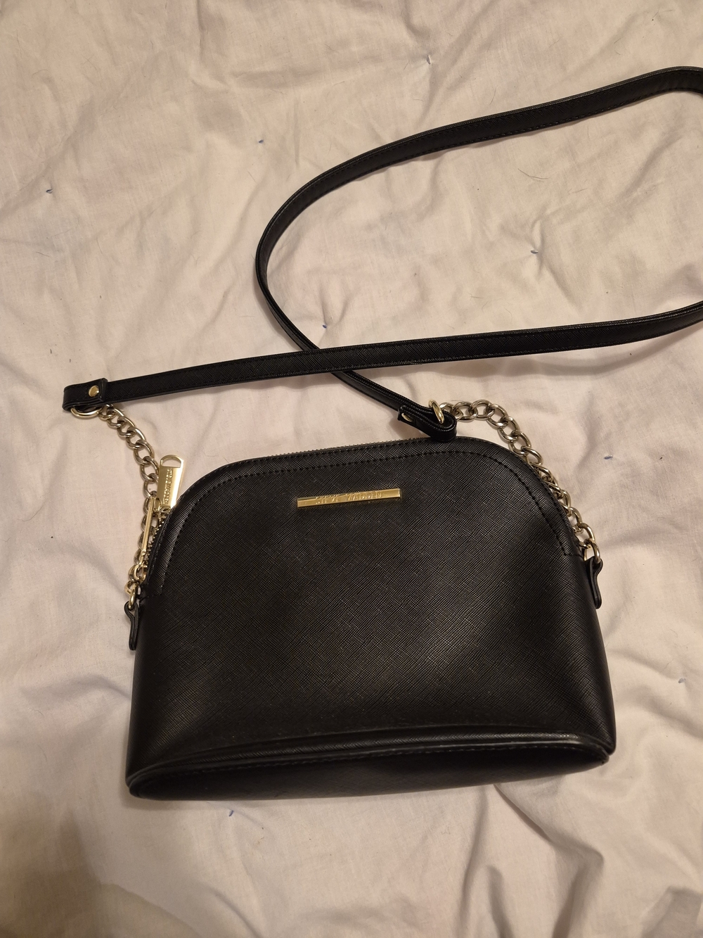 Steve Madden Black Crossbody with Gold Chain Accents